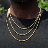 2mm3mm hiphop width bead chain necklace twisted gold silver color 316l stainless steel necklaces for women men jewelry