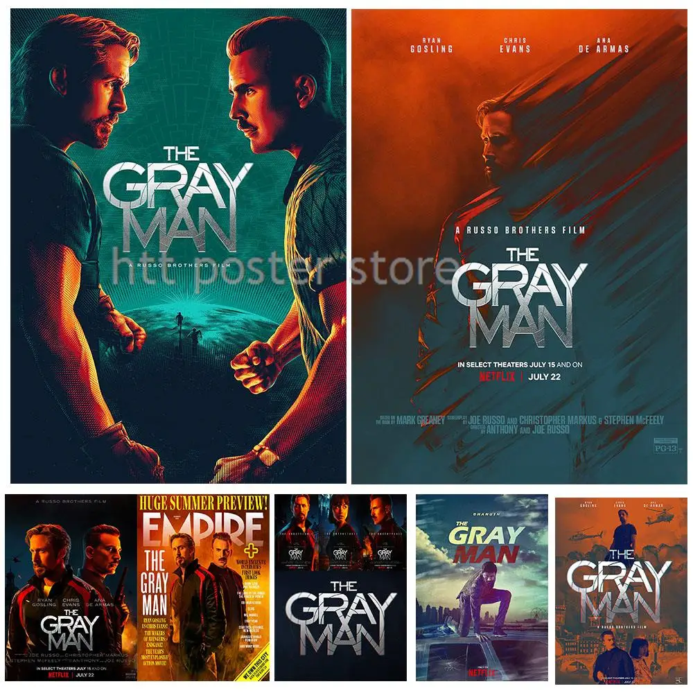 

Movie The Gray Man Vintage Matte Kraft Paper Antique Poster Wall Sticker Home Decoration Bar Cafe Art Wall Painting
