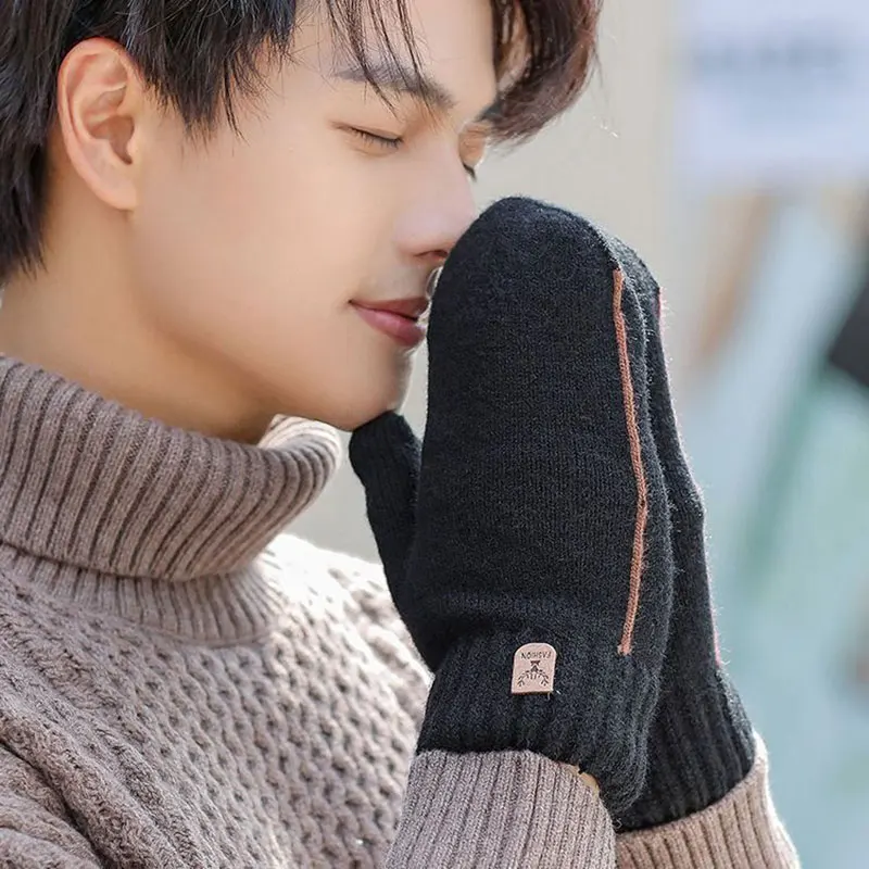 Зимние двухслойные перчатки плюс бархатные утепленные мужские студенческие