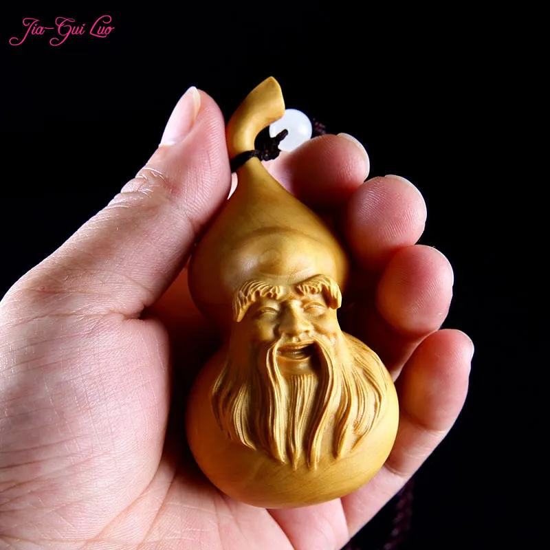 

JIA-GUI LUO Boxwood sculpture gourd pendant carving decorative crafts birthday gifts Car pendant A033