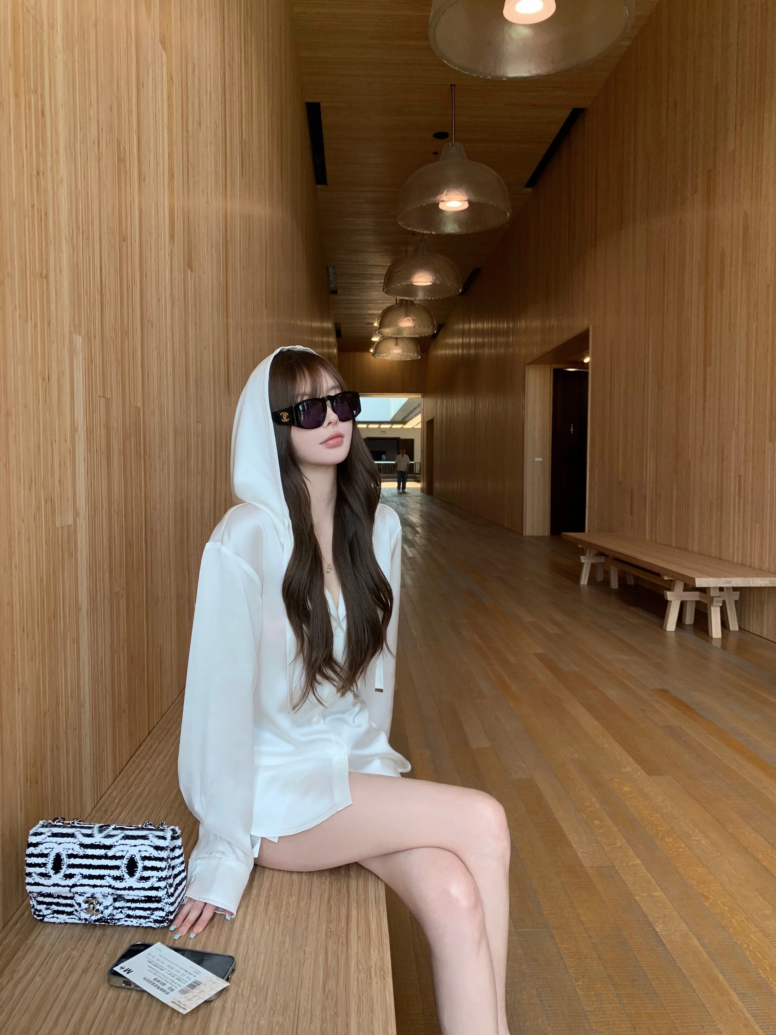 Chicyou [Lux Series Old Money Casual] Real Acetate Hood Shirts Temperament Casual Sun Protection Outerwear