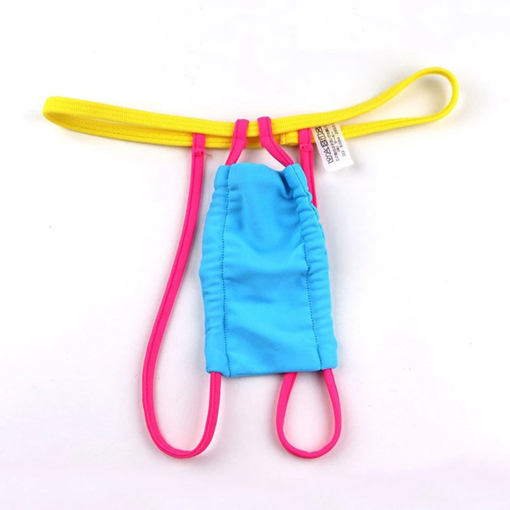 

Men's Sexy G-String Colorful String Sliding Thong Low Rise Panties Ice Silk Briefs Breathable Underwear Elastic Lingerie