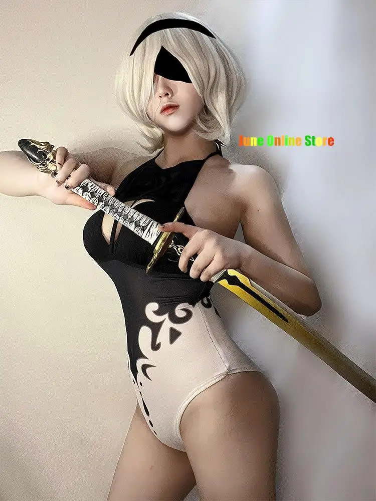 

2B Cosplay Game Nier: Automata 2B Cosplay Costume Swimsuit Sexy Women Swimwear Summertime Dress Halloween