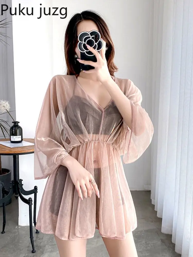 

Новинка 2022, летние женские купальники Puku Juzg, женская одежда для плавания, раздельные комплекты бикини, регулируемый бюстгальтер и шорты, ком...