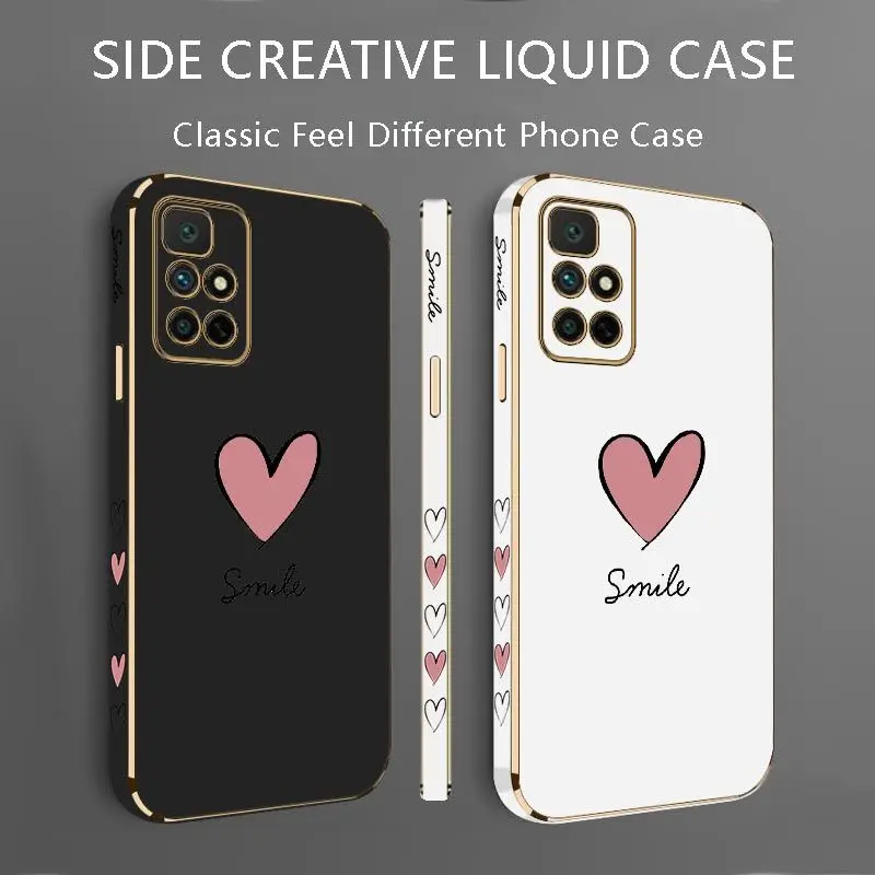 Big Red Heart Luxury Plating Phone Case For Xiaomi Redmi 10 10A 12C 9 10C 9T 9A A1 9C Cover