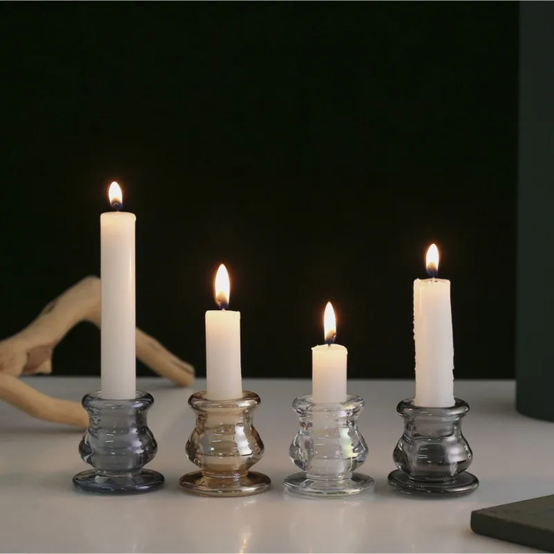 

1pc Crystal Glass Candle Holder Stand Wedding Candleholder Candlestick Candle Base Candelabra Dining Home Decor Candle