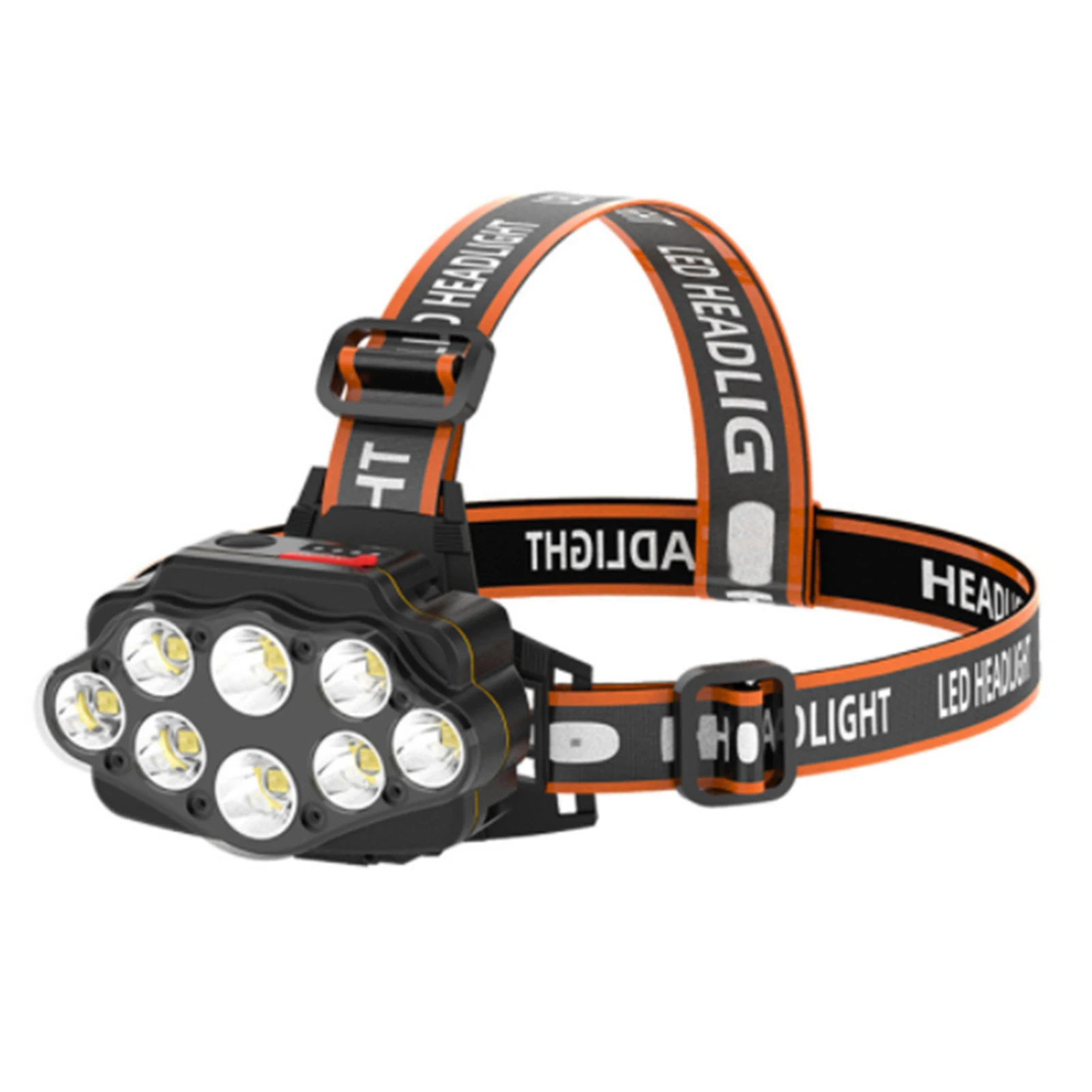 

8LED Battery Display Headlamp Outdoor Camping Fishing LED Headlight Waterproof HeadLight USB Reachargeable HeadLantern
