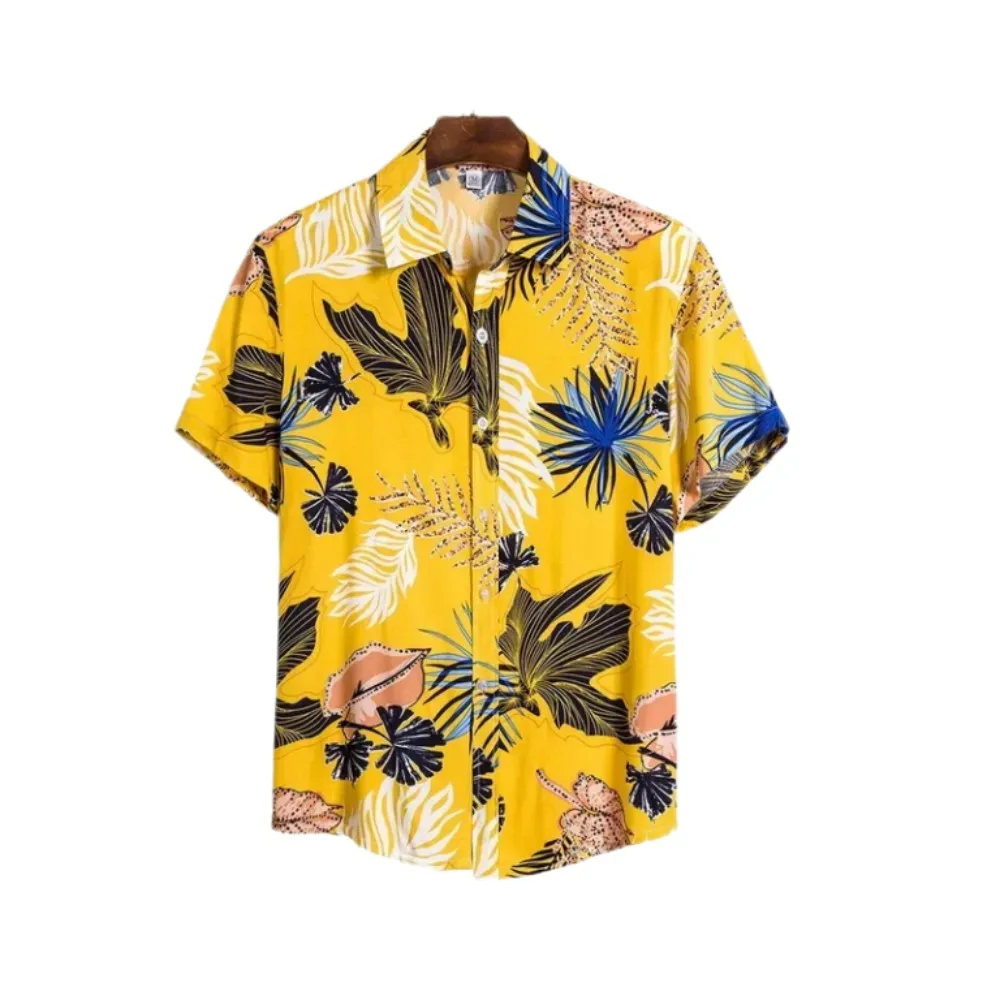 

Hawaiian 3D oil painting geometric printing short sleeved top for men's fashionable clothing summer beach vacation casual shirt
