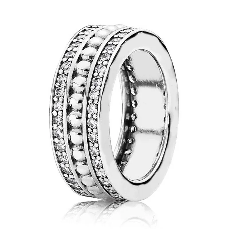 

Original Logp Signature Forever Thick Band With Crystal Ring For 925 Sterling Silver Ring Women Party Gift Europe DIY Jewelry