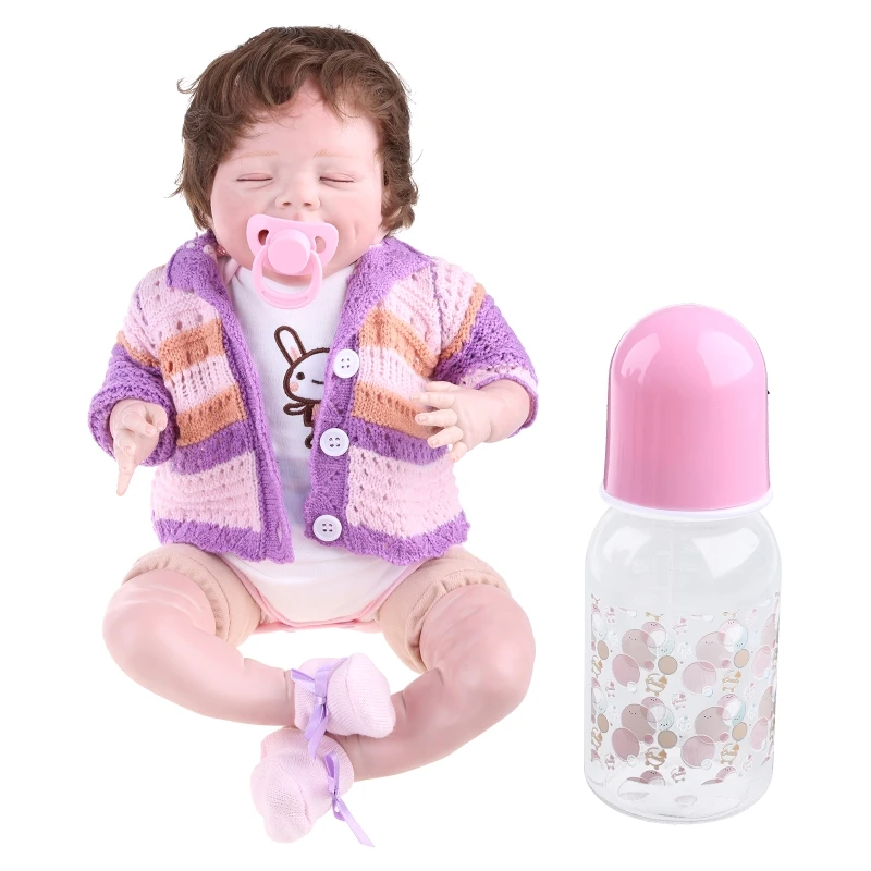 

Reborn Dolls Baby, Young Nourishing Accessories Toy Bottle Stuffed Animals Silicone Full Body Toddler Life 18 Inches