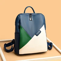 luxury panelled women backpack fashion designer patchwork shoulder handbags trend travel shopper rucksack pu leather school bags