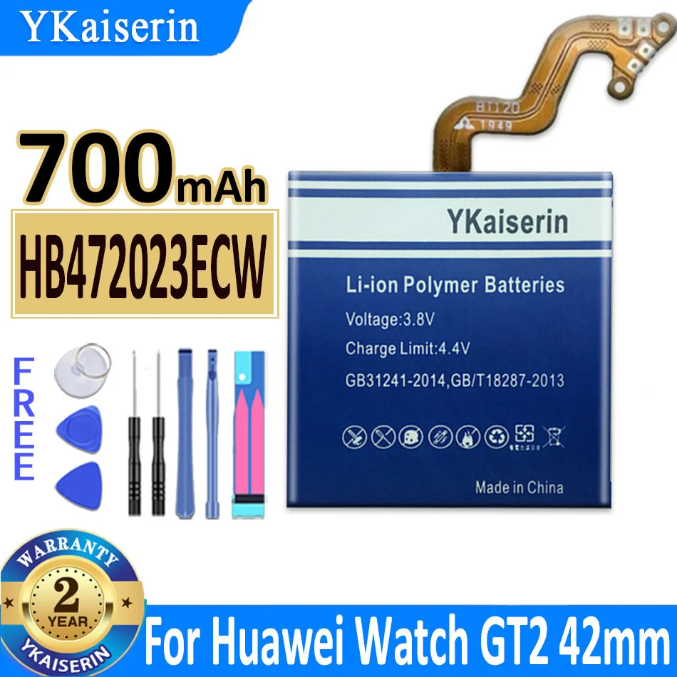 

YKaiserin Battery HB472023ECW 700mAh Batteries For Huawei GT2 Smartwatch GT 2 42MM Battery New Authentic Battery Bateria + Tools