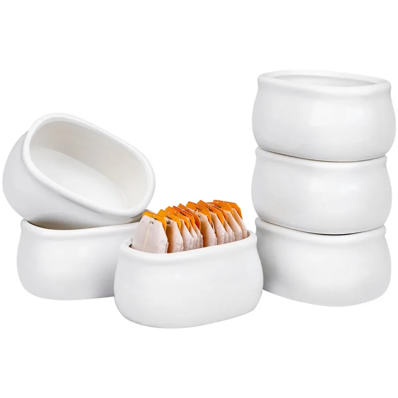 

Pure White Egg-shaped Sugar Jar Sugar Jar Milk Jar Simple Ceramic Coffee Sugar Box Oval-shaped Sugar Packet Creamer Packet Jar