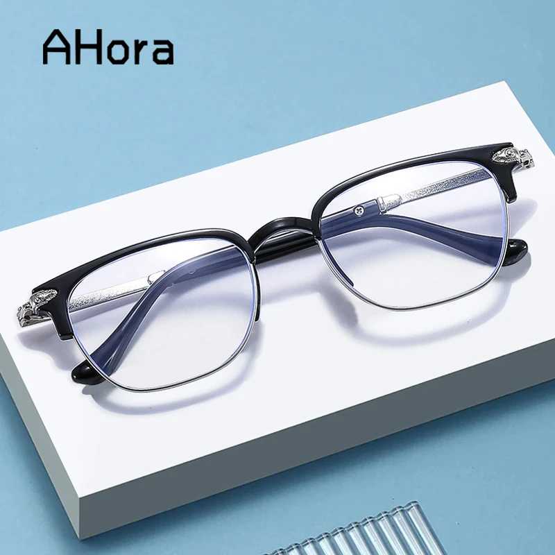 

Ahora Fashion Business Reading Glasses Men Women Anti-Blue Ray Square frame Computer Spectacles Frames Diopter +1.0 +1.5 +2 +2.5