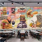 Европейский и американский гамбургеры граффити фон 3D Роспись настенная бумага Ретро фаст-фуд Ресторан закуска Бар Декор настенная бумага 3D