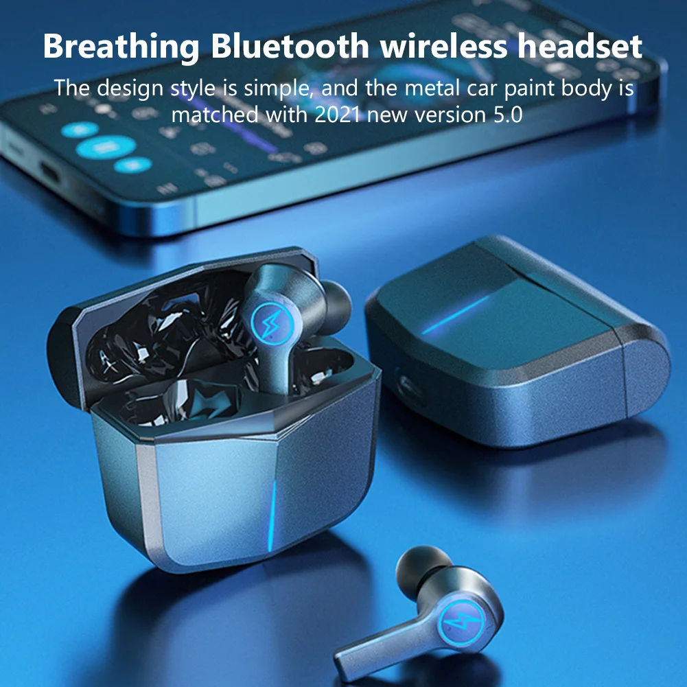 

Wireless Bluetooth-compatible 5.0 Headset TWS-02 Game TWS Earphone Waterproof Stereo Low Delay In-ear Driver Headphones Earbuds
