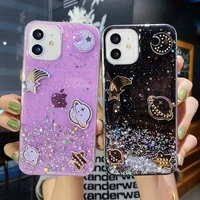 meteor saturn star glitter case for iphone 11 12 13 pro max mini case for iphone 7 8 6s 6 plus xr x xs max silicone clear cover