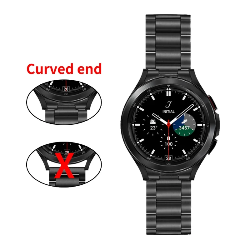 

For Samsung Galaxy Watch 4 Classic 46mm 42mm/Watch4 44mm 40mm Wrist Band Curved end Metal Bracelet Stainless Steel Strap