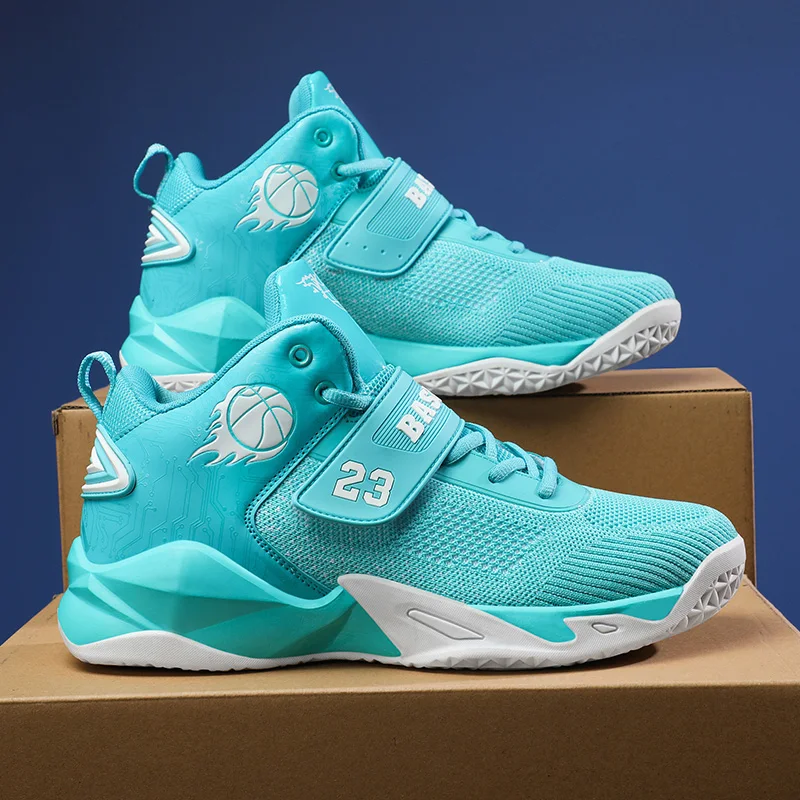 High-top basketball shoes flying woven breathable basketball shoes couple shoes men's shoes sports shoes