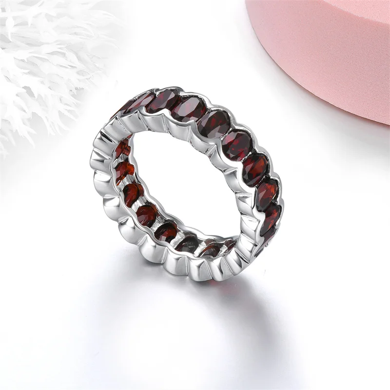 Кольца из стерлингового серебра с натуральным красным гранатом камень 6 3 карата