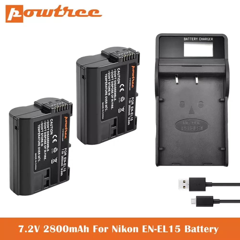 

NEW EN-EL15 EN EL15a Camera Battery Charger Replacement Batteries For Nikon d750 d7200 d7500 d850 d7100 d610 d500, MH-25a d7000