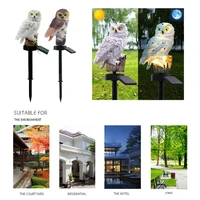 garden solar owl decorative lights outdoor pathway globe stake resin light waterproof led for lawn patio courtyard lamps