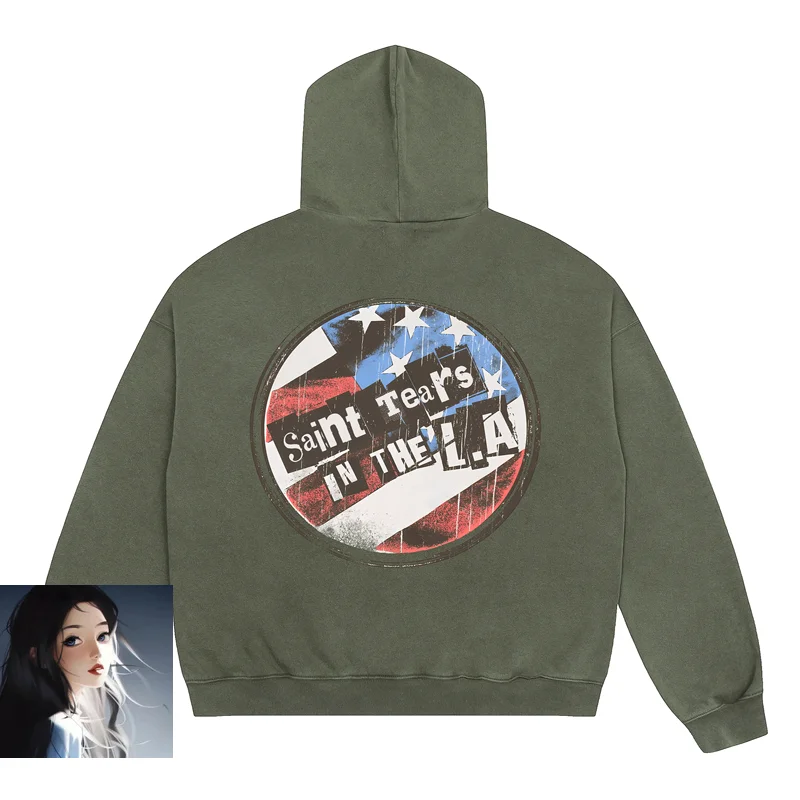 Мужская маска с принтом флага SAINT Tears толстовка из потертой махровой ткани