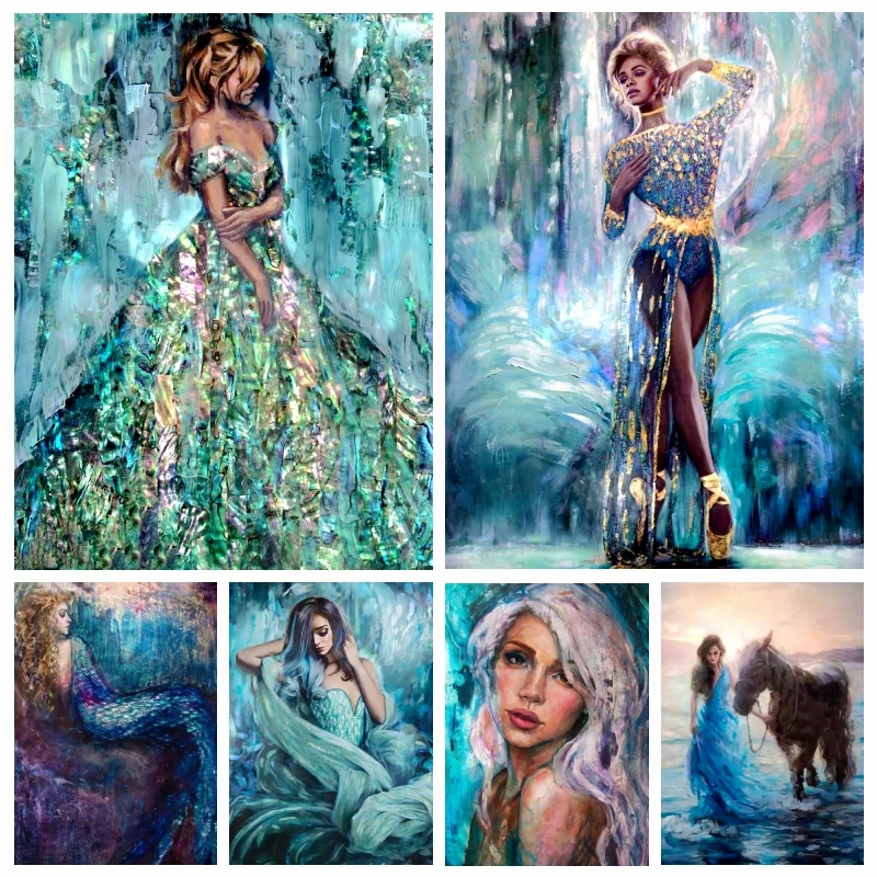 

Mermaid Sea Fairy Diamond Art Painting Full Drills Cross Stitch Dreamy Woman Portrait Embroidery Artwork Gift Home Decor