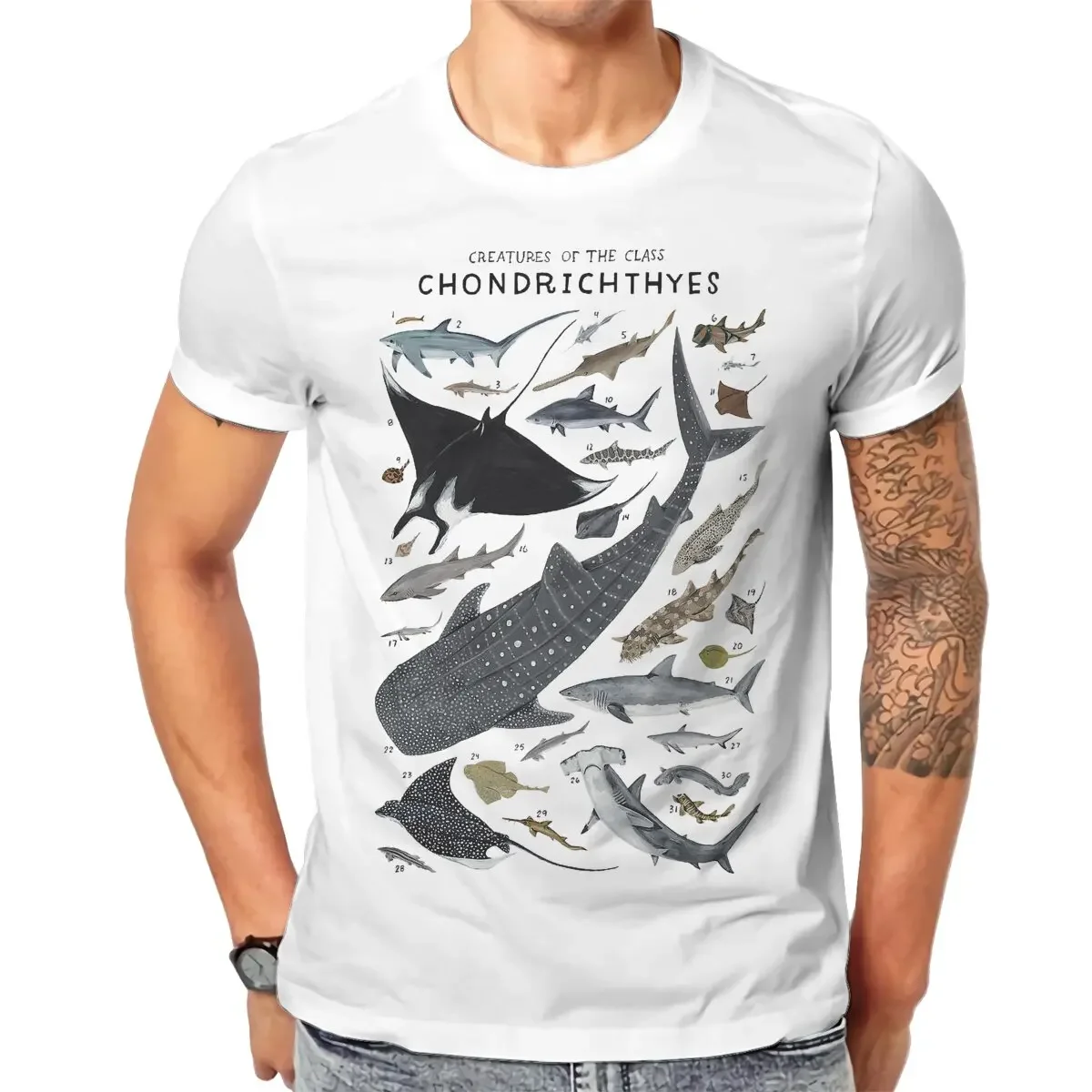 Летние футболки унисекс винтажные с морскими животными существа класса Chondrichthyes
