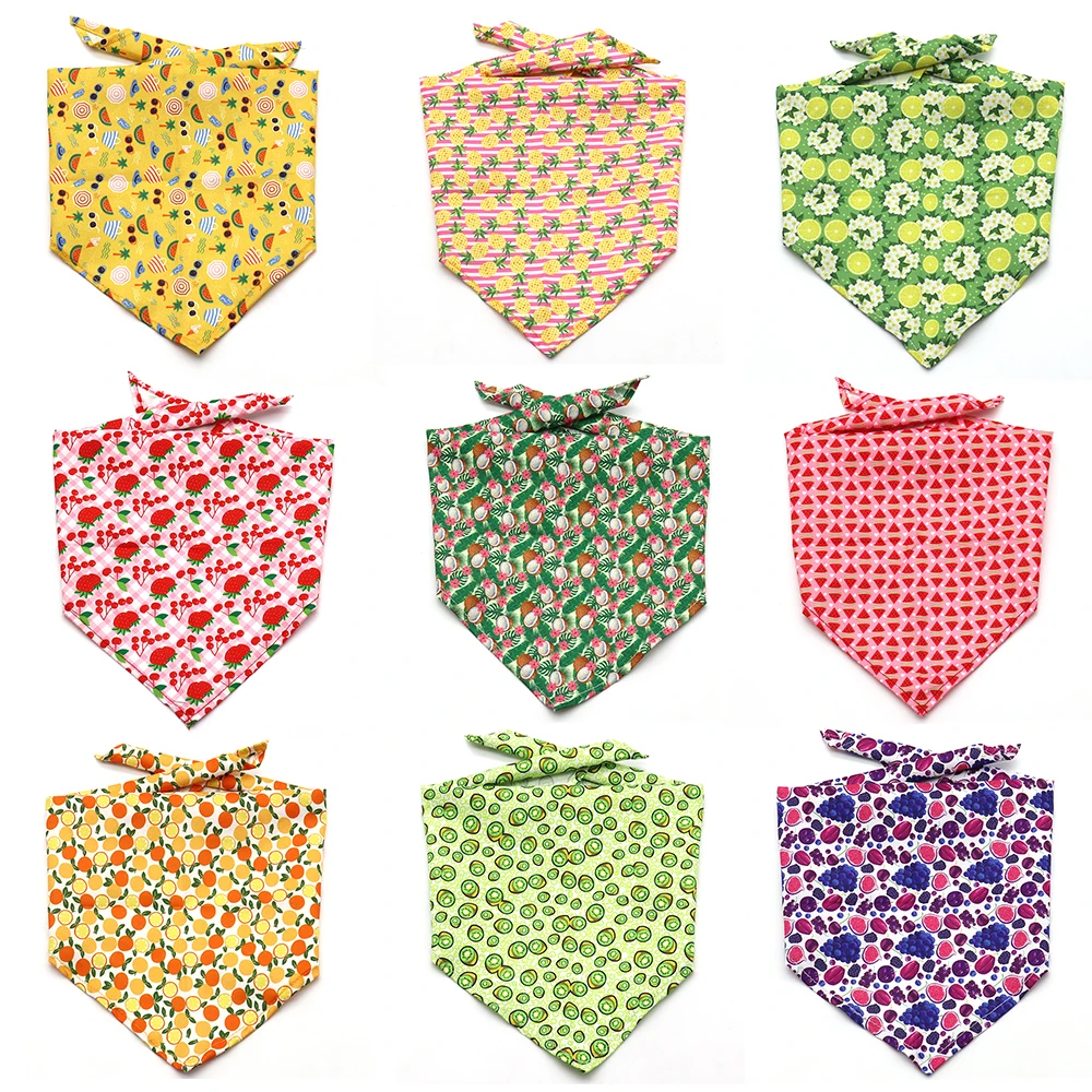 

1 Pcs Dog Puppy Bandana Fruite Printting Washable Dog Bandanas Pet Supplies Triangle Dog Scarf Summer Style Dog Pet Accessories