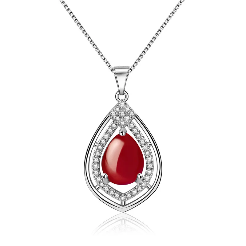 

Top Quality 925 Sterling Silver Necklace For Lady Fashion Jewelry Sparkling Bead Water Drop Pendant Women Choker Necklaces Bijou