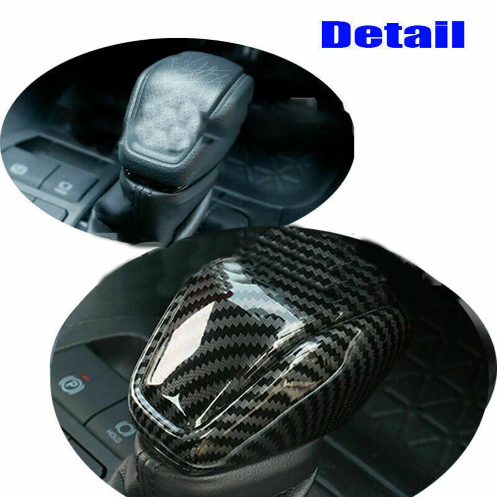 

Cover Gear Shift Knob Head Cover Carbon Fiber Black Decorative Stickers Gear Shift Knob Cover Decor 100% Brand New