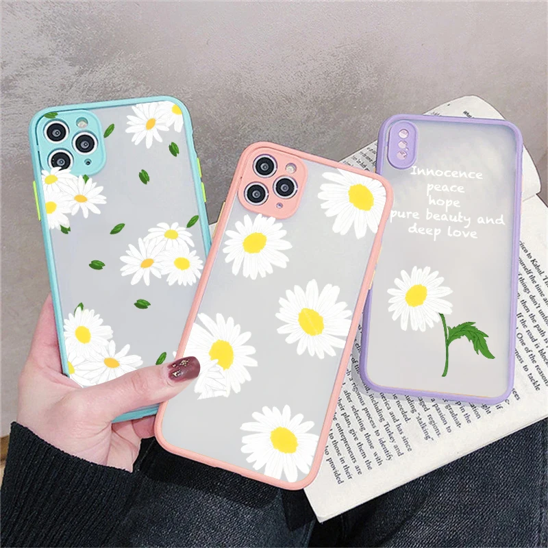 

Fashion Small Flower Daisies Phone Case For iPhone 14 13 12 11 Pro Max XR XS X 7 8 Plus SE 20 Mini Shockproof Hard PC Case Cover