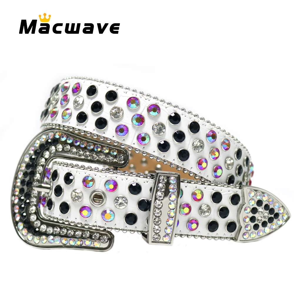 Western Rhinestone Belts Fashion Luxury PU Lether Diamond Studded Strap Designer Brand For Jeans y2k Accessories