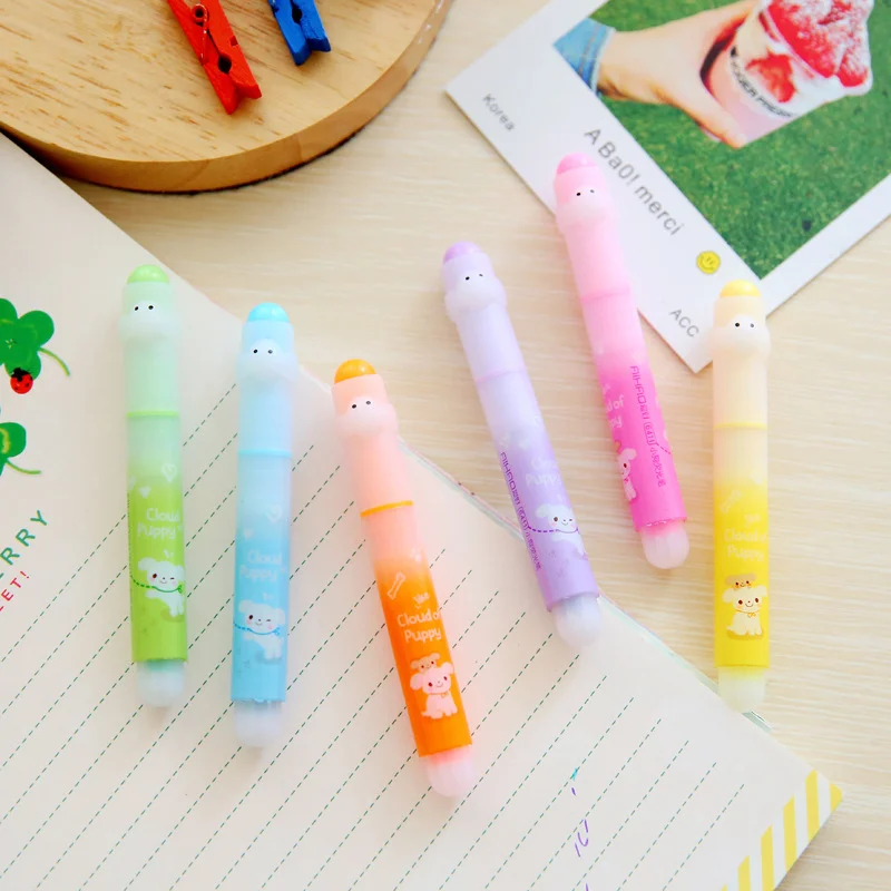

6pcs/set Highlighter Pen Marker Brush Pens Fluorescent Pen Drawing Highlighters Double-headed Using Pens Pastel Stationery
