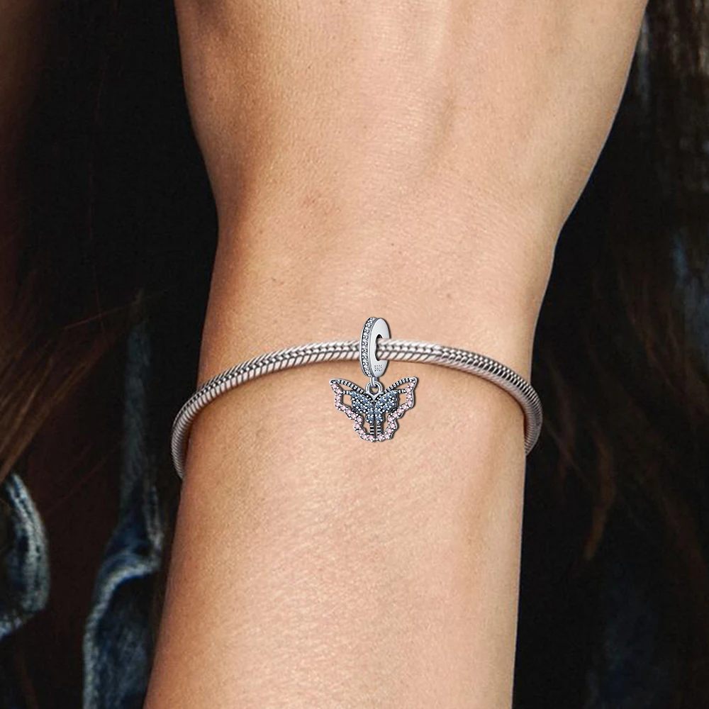 ChimNew-Pendentif papillon coloré en argent 925 pour femme, perles pour bricolage, bracelet de personnalité exécutive, cadeau de fête d'anniversaire 2