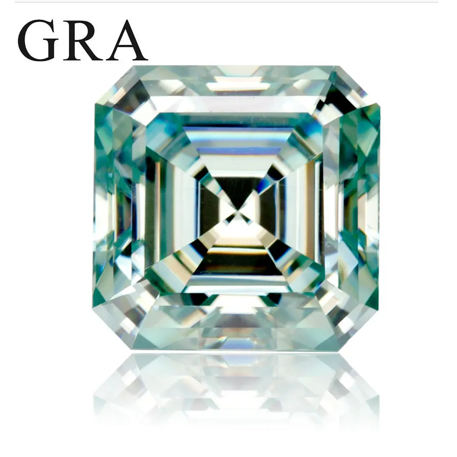 

4mm-12mm Asscher Cut Moissanite Stone Aqua Blue 3EX VVS1 Lab Grown Loose Gemstone Diamond GRA For Jewelry Making Beads Wholesale