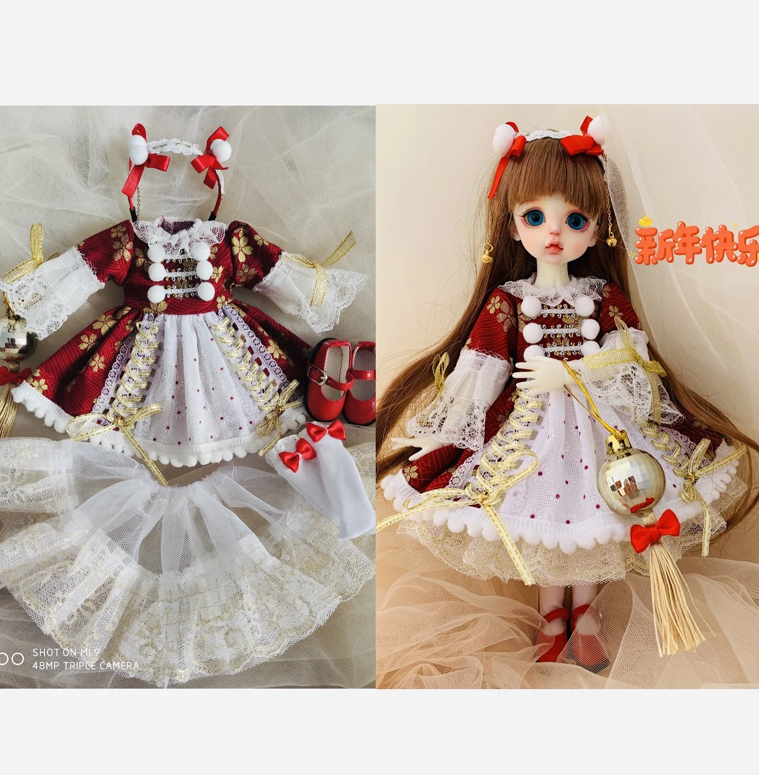 

Blythe dress 1/6 small lucky red dress 30cm bjd toy cloth (Fit for Pullip,Ob24,,Azone,Licca,ICY, JerryB, 1/6 Doll Accessories）