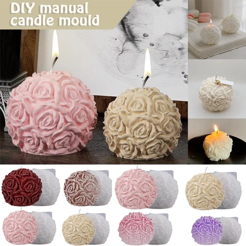 

3D Rose Ball Silicone Molds Aroma Candle Soap Molds Craft Resin Clay Plaster Mould Wedding Decorating Tools DIY Gifts Home Decor