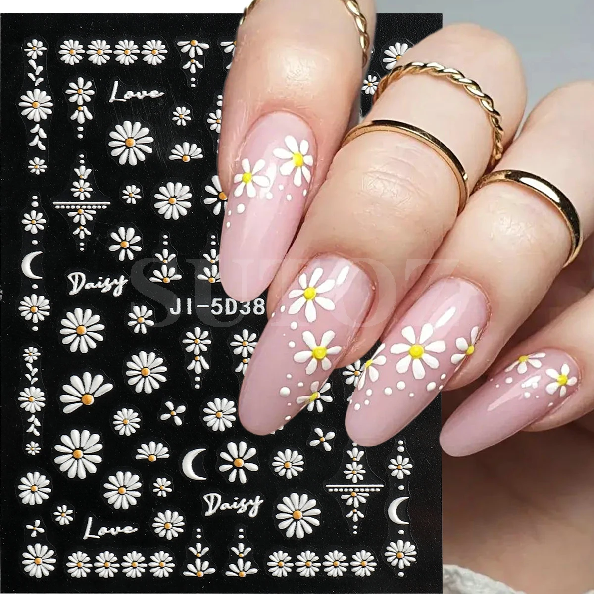 3D наклейки для ногтей с маргариткой плюмерией, лепестки вишни, весенние цветы, слайдеры, наклейка для ногтей, украшение для ногтей, искусство для маникюра