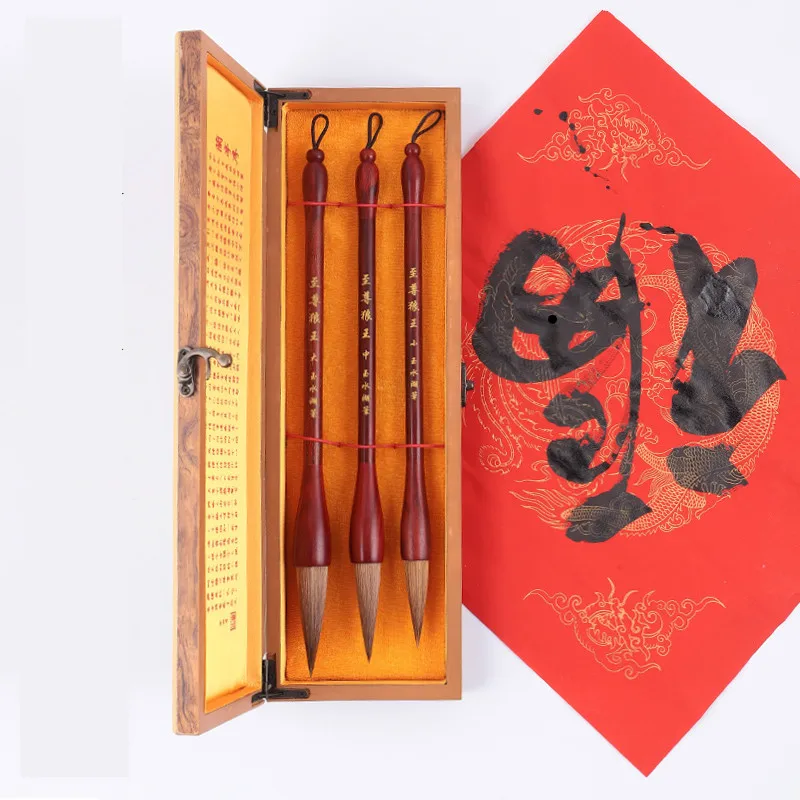 Chinese Traditional Calligraphy Brushes Set Chinese Calligraphy Regular Script Practice Brush Chinese Couplets Writing Brush Pen