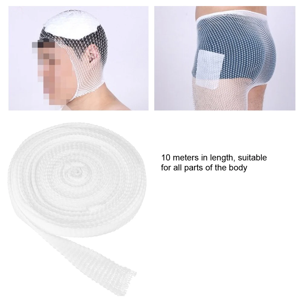 

10M/Roll Elastic Net Wound Dressing Bandage Stretchable Medical Nursing Emergency Aid Gauze for Head Elbow Ankle Knee Injuries