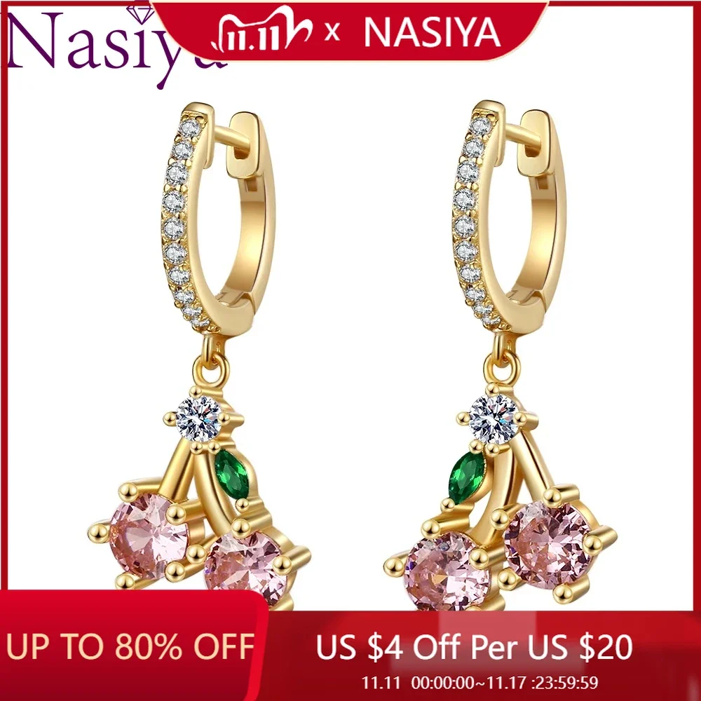 

925 Sterling Silver Pink Flower Diamond Drop Earrings Female 2022 Romantic Luxury Wedding Anniversary Jewelry Gifts
