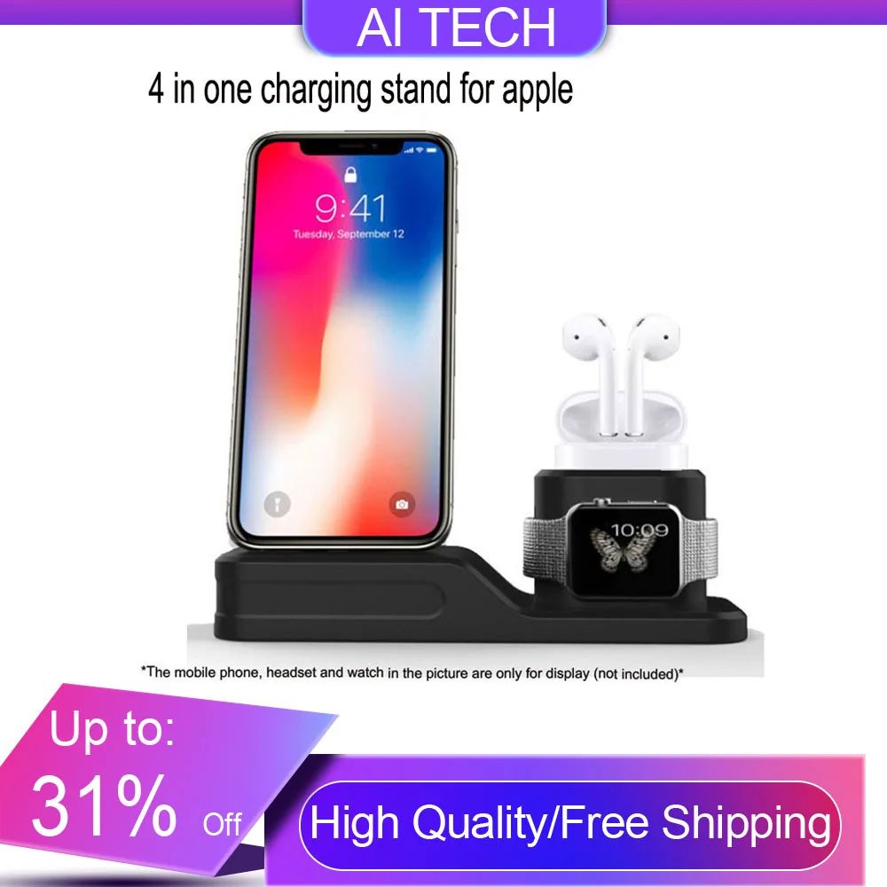 

4 In 1 Charging Holder Dock Station Charger Stand Cargador For Apple Watch iWatch AirPods iPhone X Xs Max 11 11PRO Station
