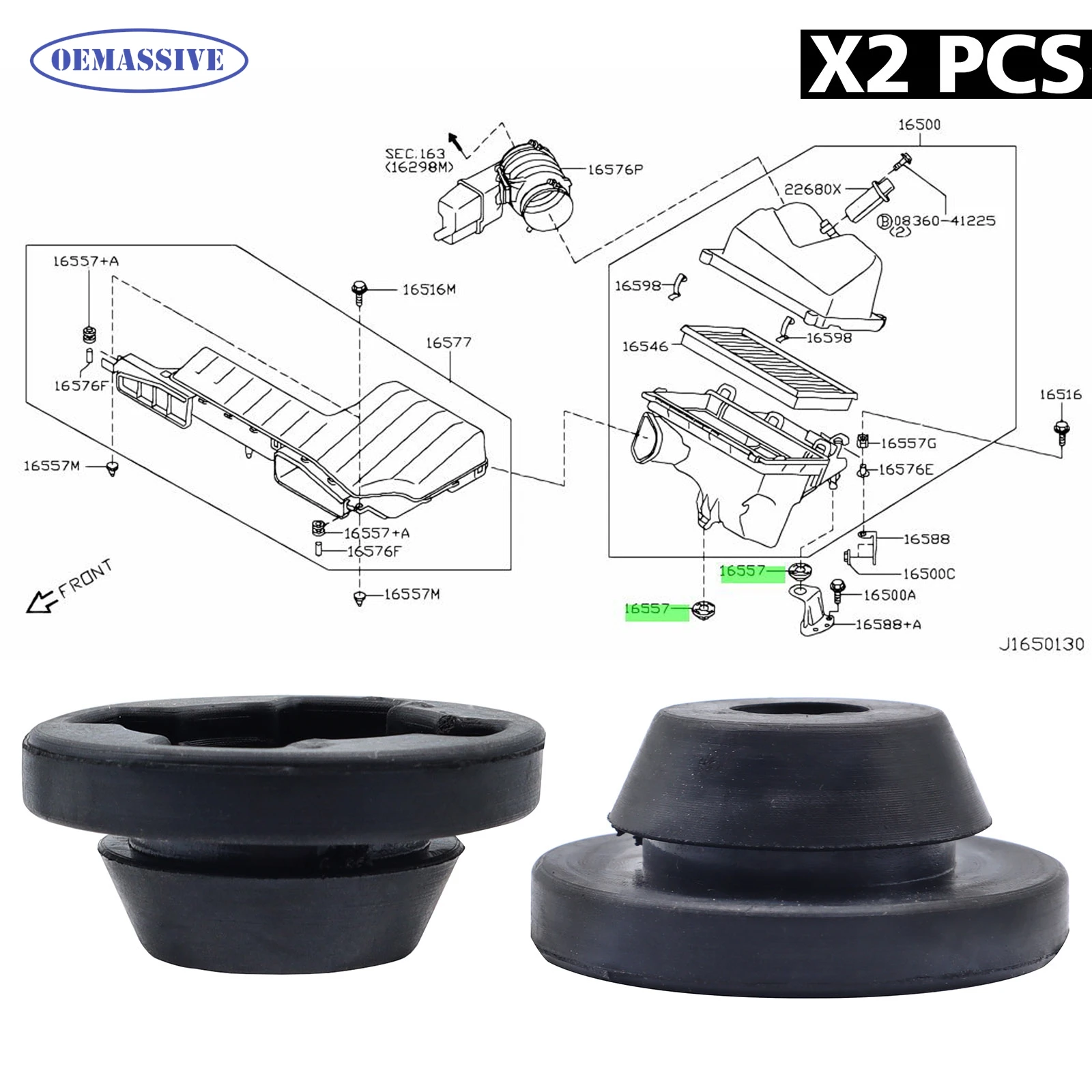 

2 для NISSAN TEANA CUBE Серена NV200 первоклассная NAVARA LIVINA воздушный Впускной фильтр коробка буферное крепление резиновая втулка 16557-6N20A