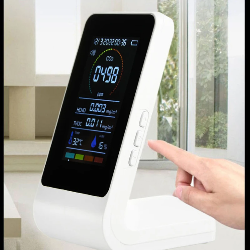 

5 In 1 CO2 Meter Sensor Digital Temperature Humidity Meter Air Quality Monitor CO2 TVOC HCHO Meter carbon monoxide detector
