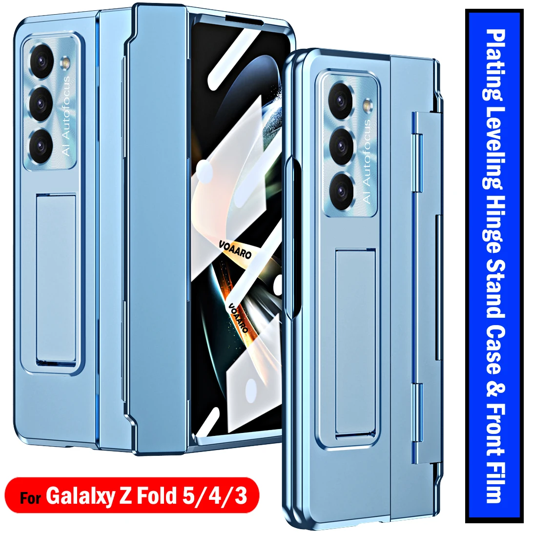 

Cover for Samsung Galaxy Z Fold 5 Leveing Hinge Case Plating Hinge Protection Funda for Samsung Z Fold 5 4 3 Case + Front Film