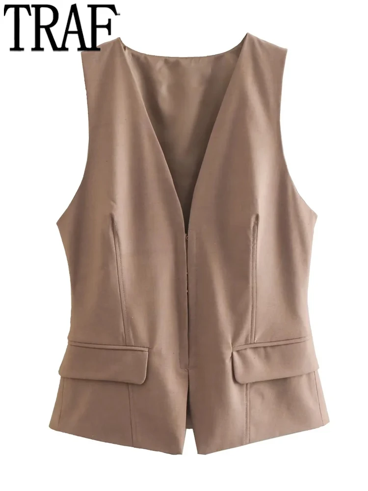 

Женский корсет без рукавов TRAF, Осенний укороченный жилет, Элегантная куртка, 2022