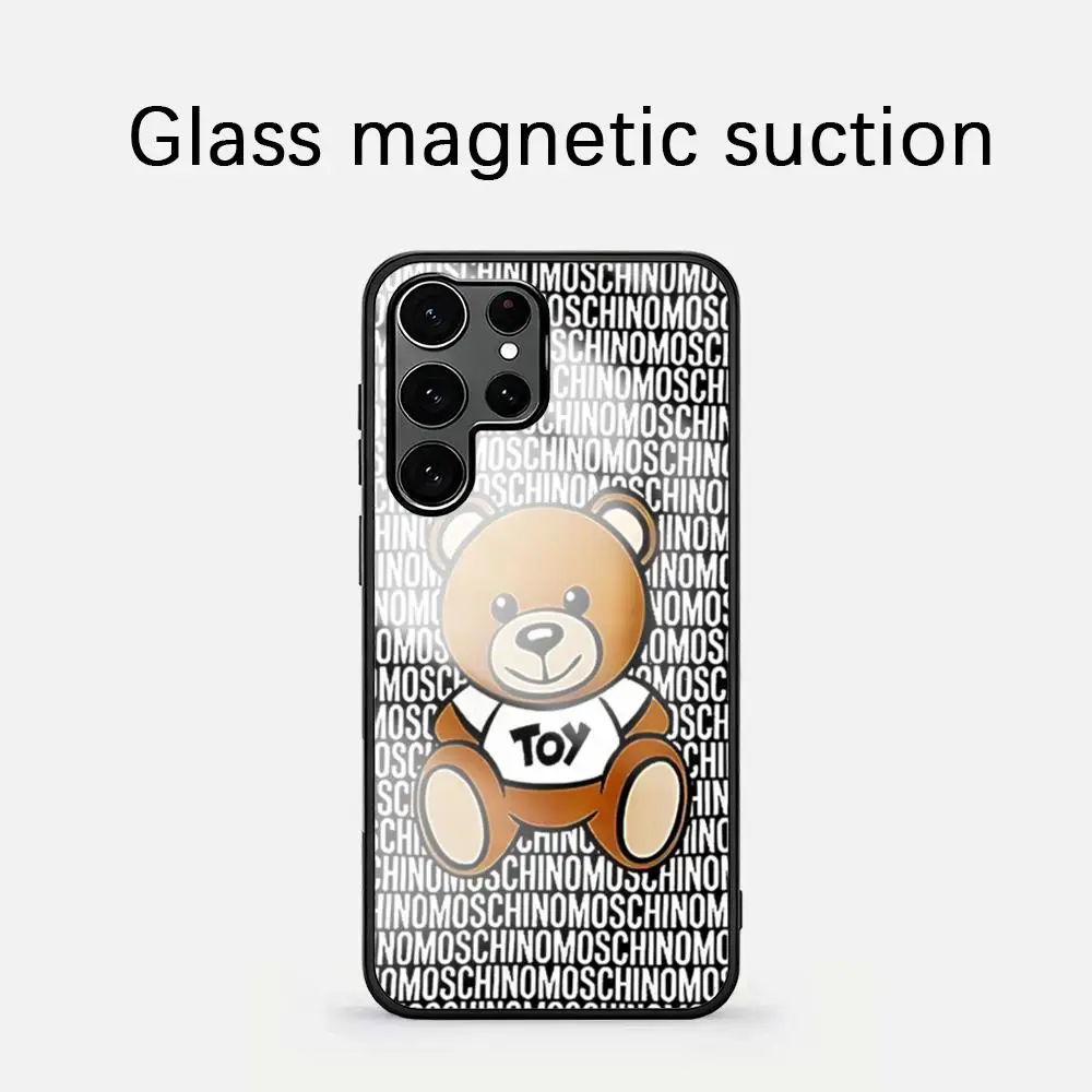 Фото Стильный и роскошный чехол M-Moschinoes для Samsung S26 S25 S24 S23 S22 S21 S20 Plus Ultra Note20, стеклянный магнитный чехол №3