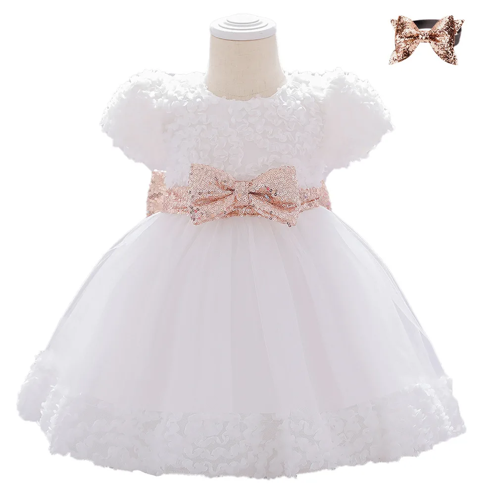 

Newborns Bridesmaid Sequins Bow Dresses for Kid Christmas Clothes Birthday Dress for Flower Girl Dresses Party Wedding Vestidos
